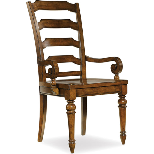 Tynecastle Ladderback Arm Chair (Set of 2) by Hooker Furniture in chestnut. Made from alder veneers in a traditional style.