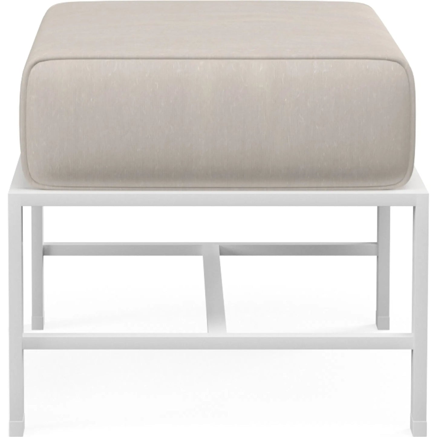 003 SI-2167202 | Additional Silo | Bristol Outdoor Ottoman in Canvas Flax w/ Self Welt by Sunset West in white. Made from aluminum in a modern style.
