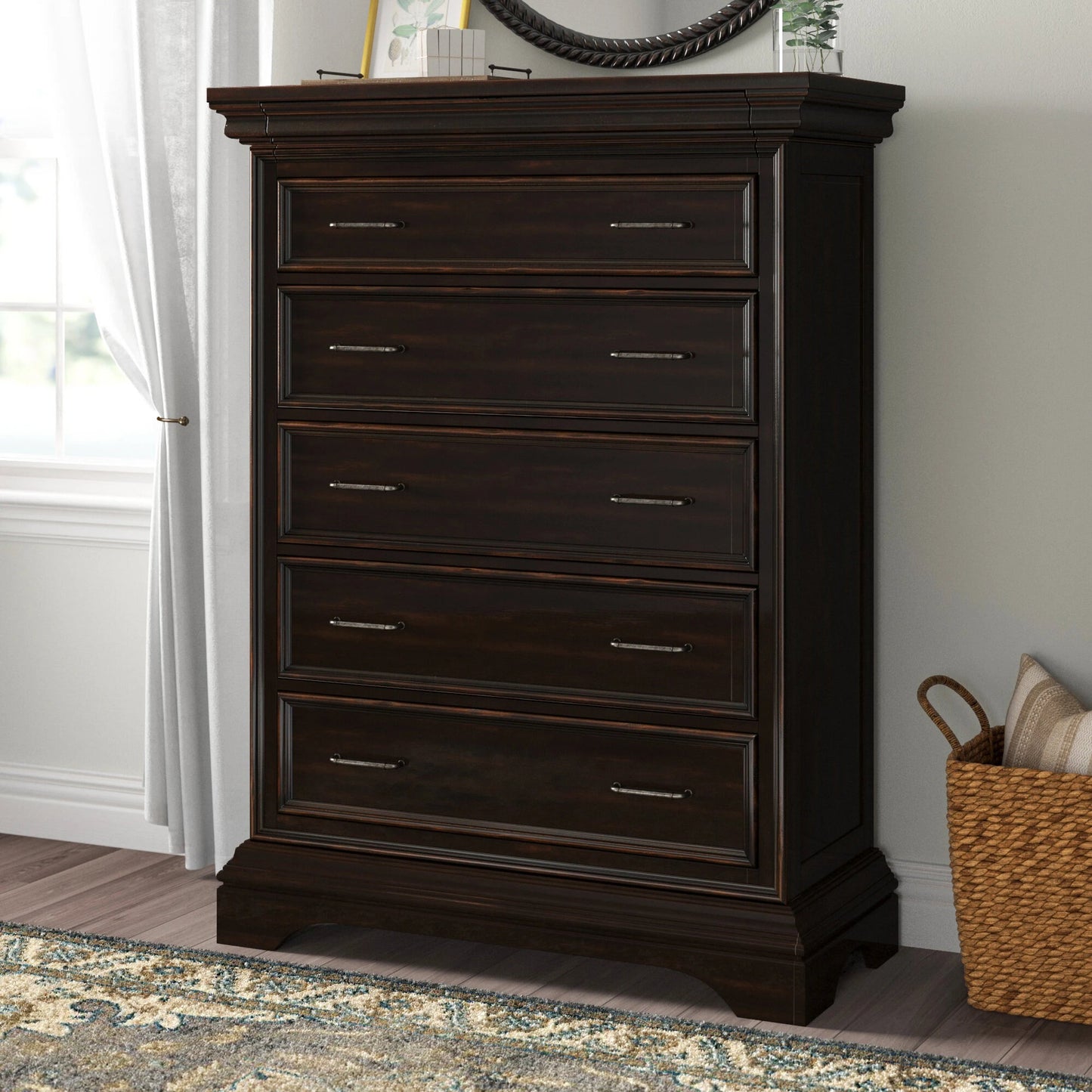 005 SI-2155449 | Lifestyle | Caldwell-Drawer Chest by Pulaski Furniture in deep brown. Made from acacia veneers, asian hardwood in a traditional style.
