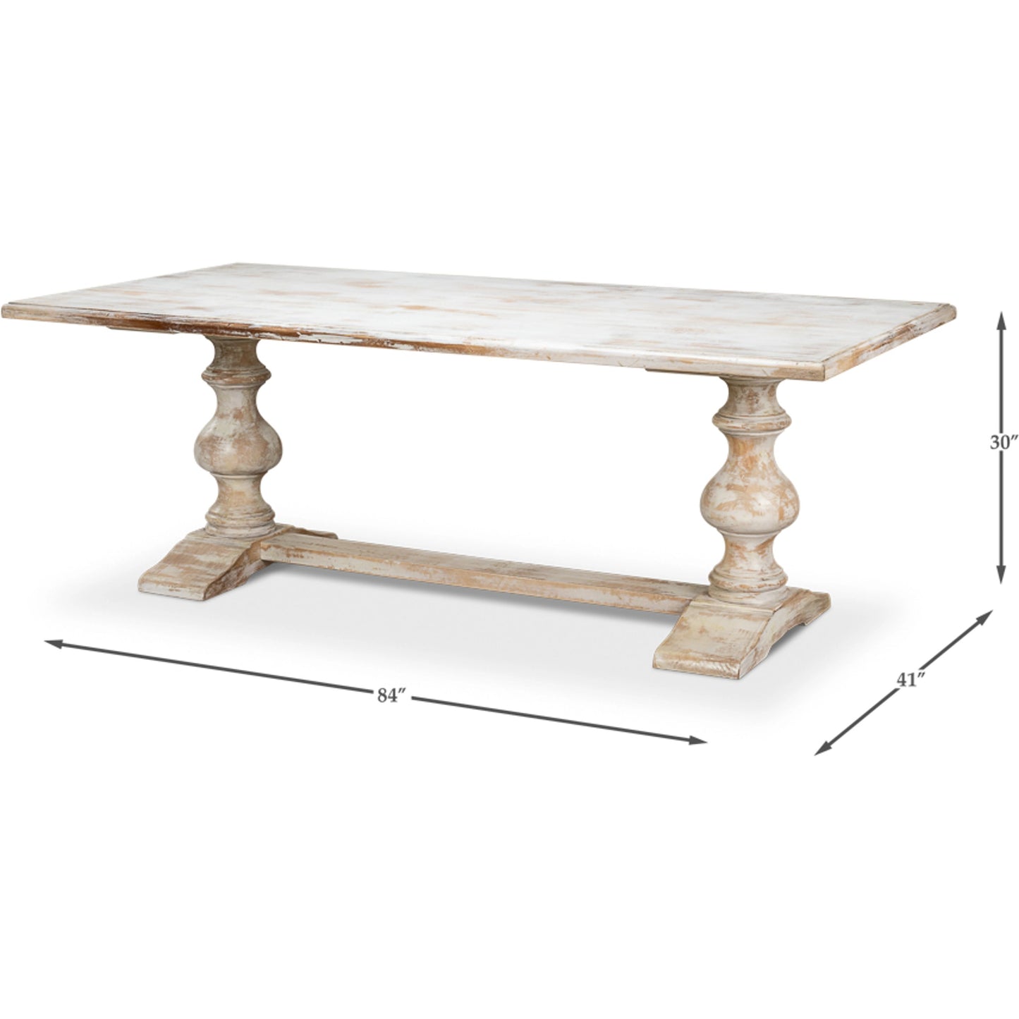 006 S-243504 | Additional Silo | Lionisio Trestle Table by Sarreid Ltd. in ivory and disrupted white finish. Made from wood in a cottage & farmhouse style.