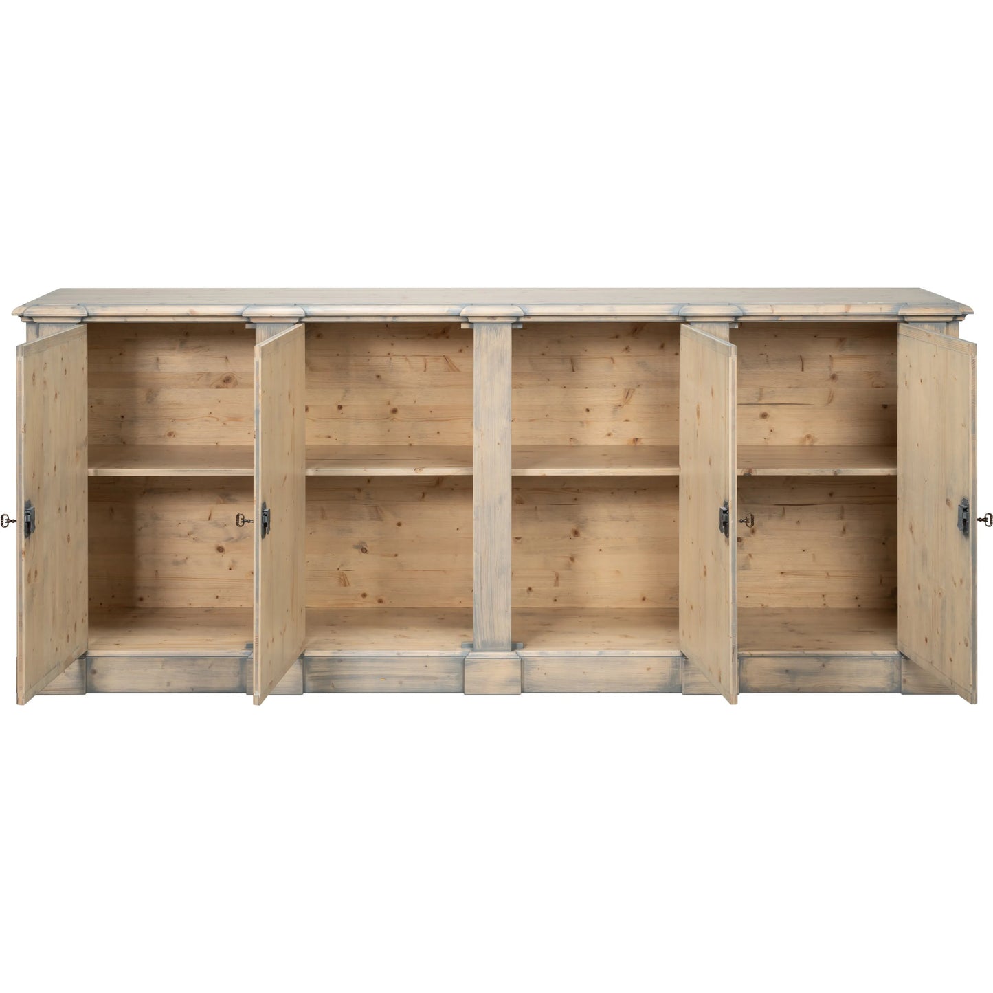 011 SI-2447885 | Additional Silo | Crested Wall Cabinet by Sarreid Ltd.. Made from solid pine, 4 adjustable shelves in a unique style.