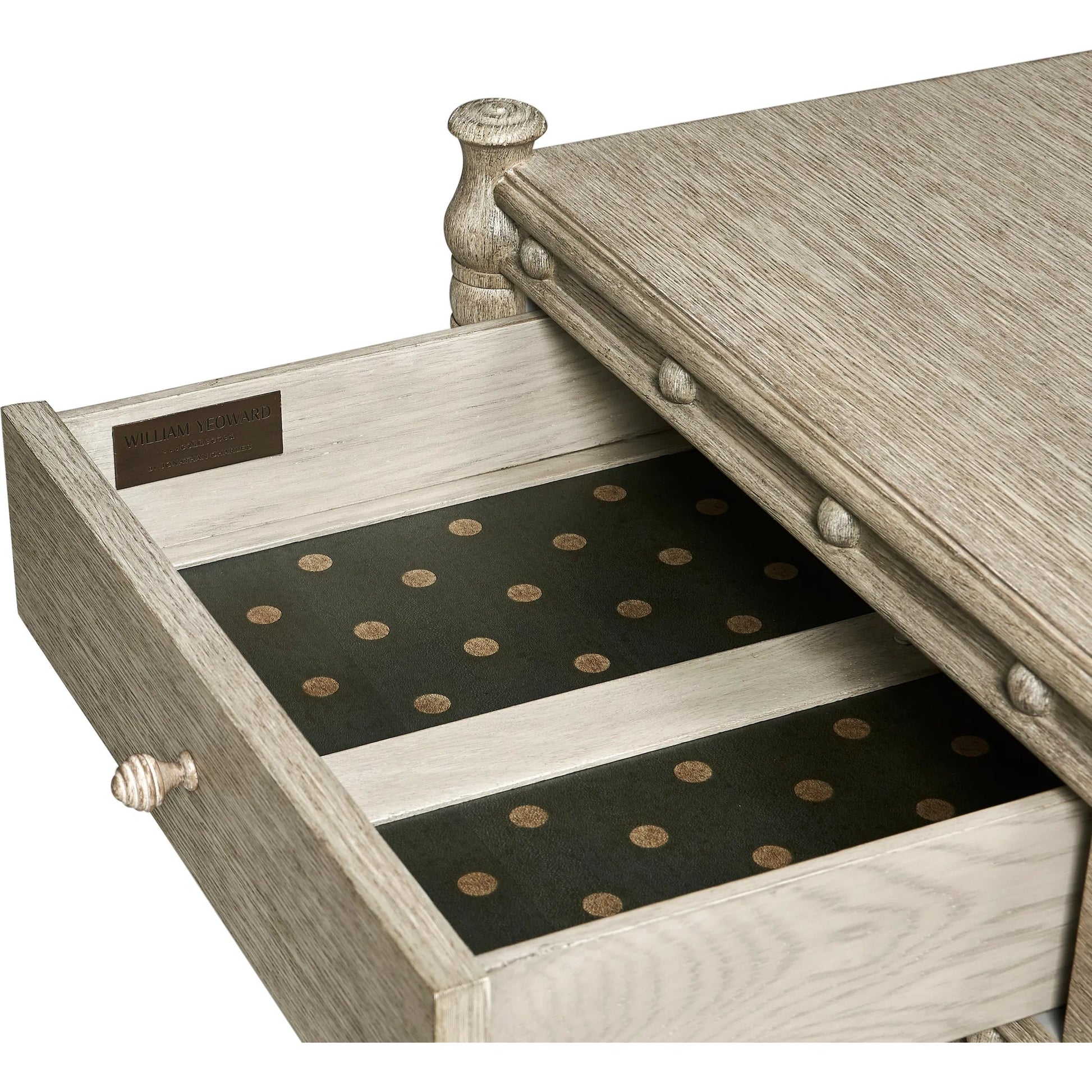 Morris Console Table by Jonathan Charles in greyed oak. Made from oak in a traditional style.