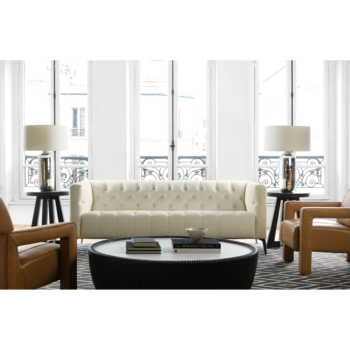 006 SI-2354060 | Lifestyle | Nicolla Stationary Sofa by Hooker Furniture in matte black. Made from unique in a traditional style.