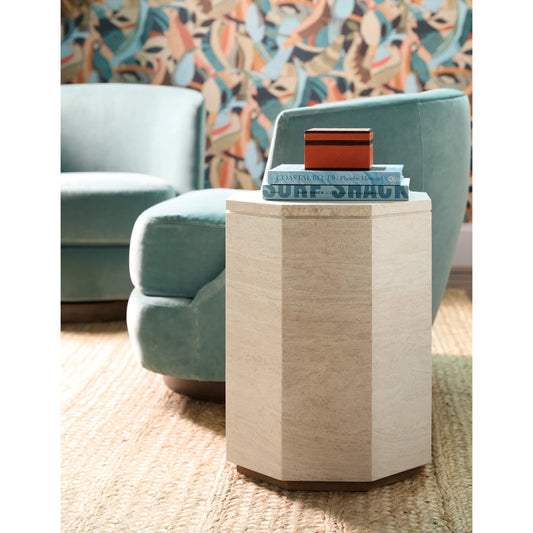 Commerce and Market Haven Spot Table by Hooker Furniture in whites, creams, beiges. Made from marble in a transitional style.