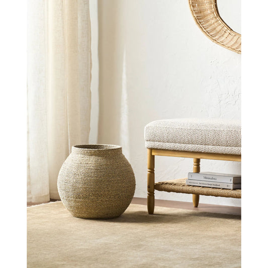 Raine Basket by Surya in natural and lacquered. Made from paper, seagrass in a unique style.
