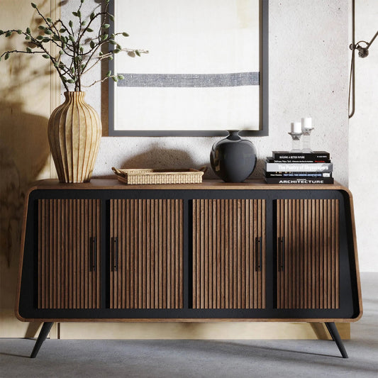 Railtown Sideboard by LH Imports in walnut, black. Made from mango, veneer, iron in a unique style.