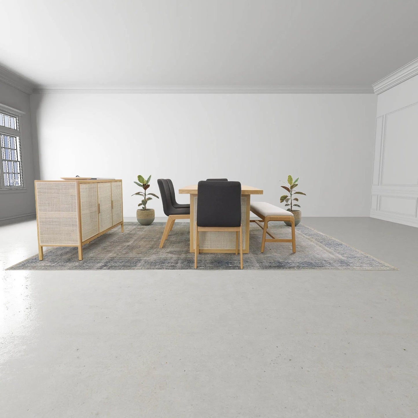 011 SI-2004391 | Lifestyle | Rattan 3 Door Sideboard by LH Imports in natural and natural, brass. Made from oak, oak veneer, wicker, metal in a cottage & farmhouse style.