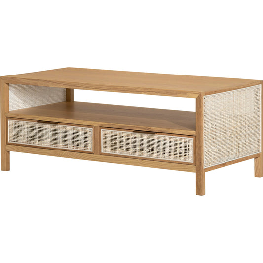 Rattan Coffee Table by LH Imports in natural and natural, brass. Made from oak, oak veneer, wicker, metal in a modern style.