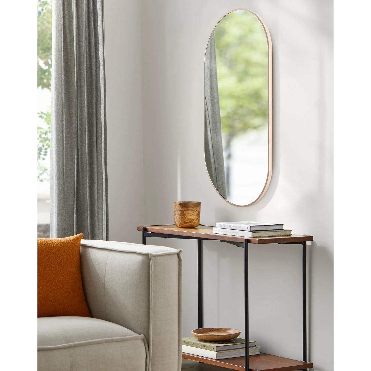 005 SI-2245495,SI-2245496 | Lifestyle | Ray Oval Mirror by Livabliss in natural. Made from aluminum in a unique style.