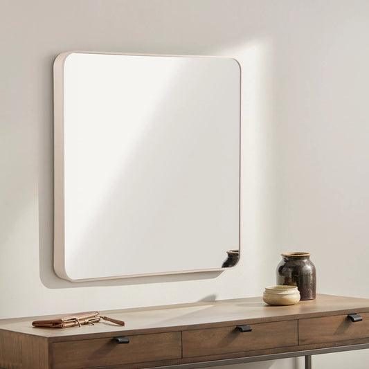 Aranya Minimalist Modern Mirror by Livabliss in natural. Made from aluminum in a modern style.