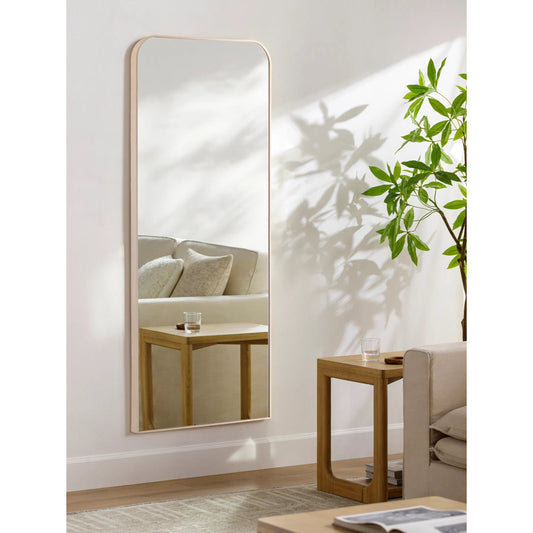 Aranya Full Length Mirror Wall Decor by Livabliss in natural. Made from aluminum in a unique style.