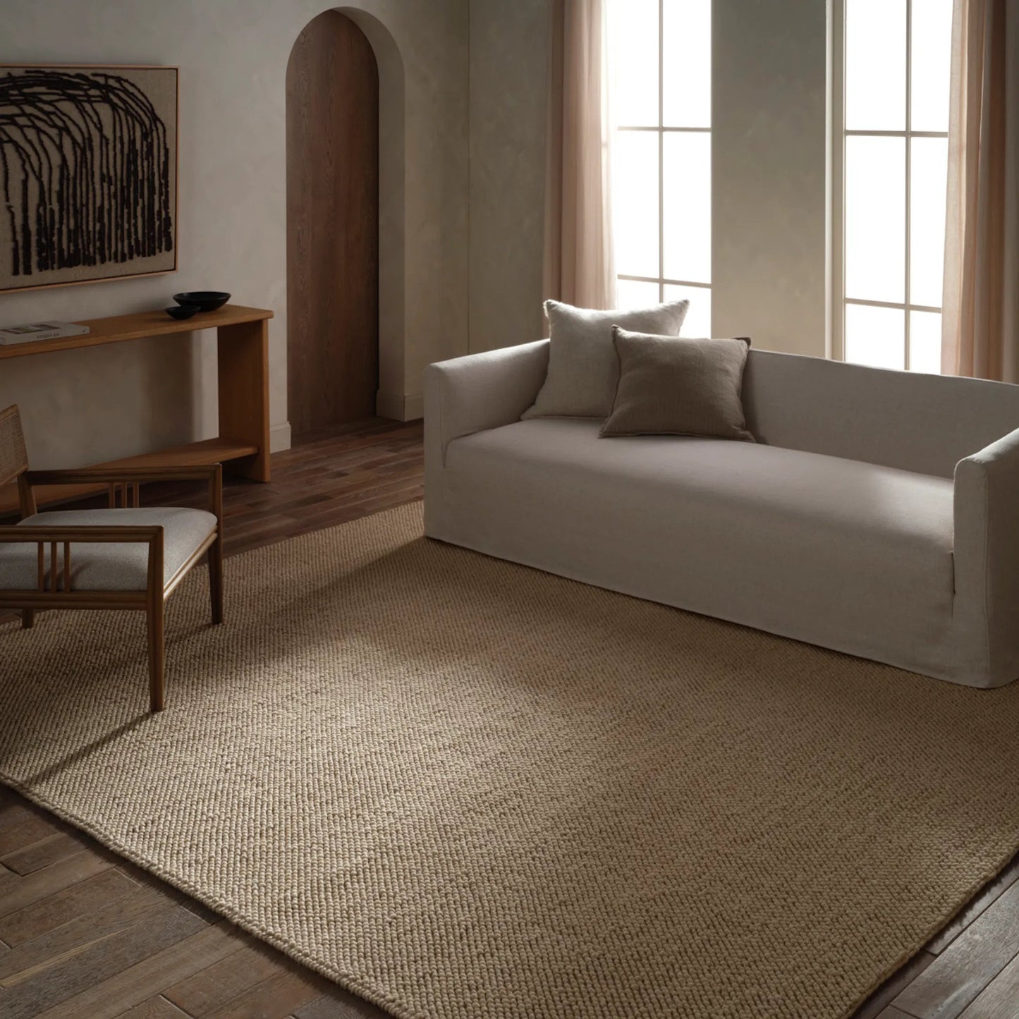 007 SI-2354874,SI-2354875,SI-2354876,SI-2354877,SI-2354878,SI-2386417 | Lifestyle | Rebecca RBC16 Indoor/Outdoor Rug by Jaipur Living in tan. Made from 100% pet yarn in a unique style.