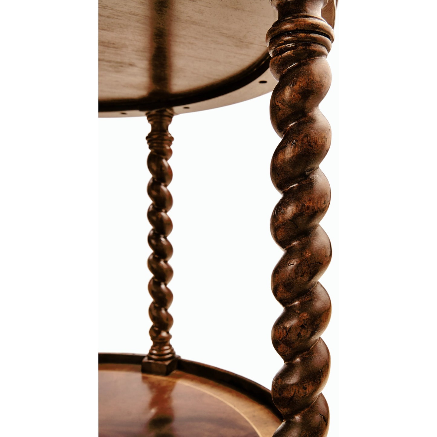 009 SR-846111 | Closeup | Regency Mahogany Round Side Table by Jonathan Charles in brown and medium antique mahogany. Made from acacia in a traditional style.
