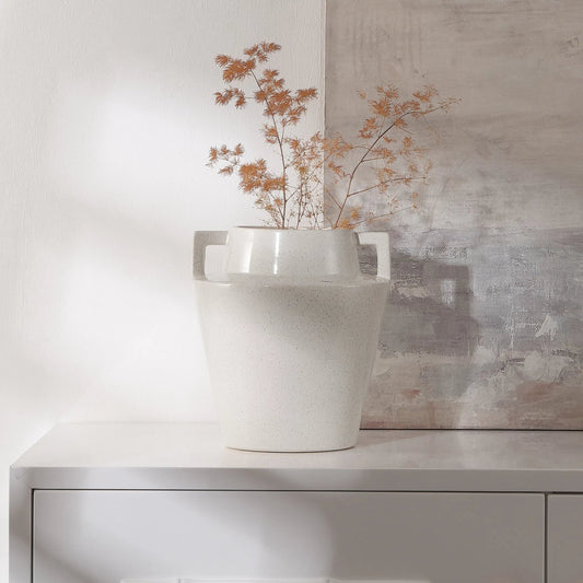 Mohave Terracotta Vase by HedgeApple Essentials in creme and glazing. Made from ceramic in a modern style.