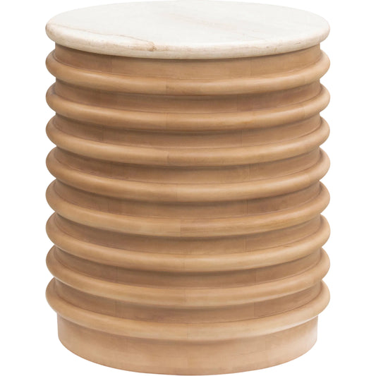 Redondo End Table by Surya in beige. Made from marble, mango wood in a transitional style.
