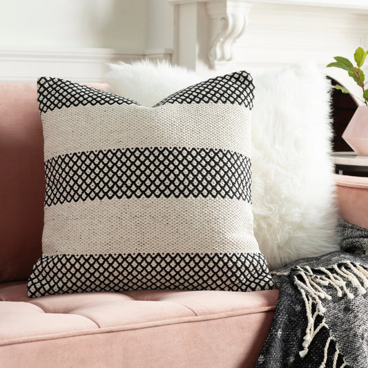 Ryder Pillow - 28217 by Livabliss in black, white. Made from 100% cotton in a eclectic & global style.
