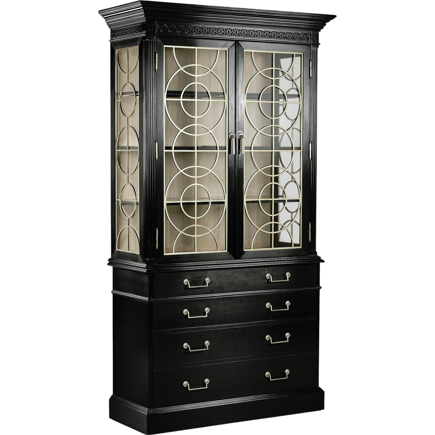 001 SI-2186365 | Primary Silo | Reimagined Sprite Display Cabinet by Jonathan Charles in lacquered black. Made from acacia in a traditional style.