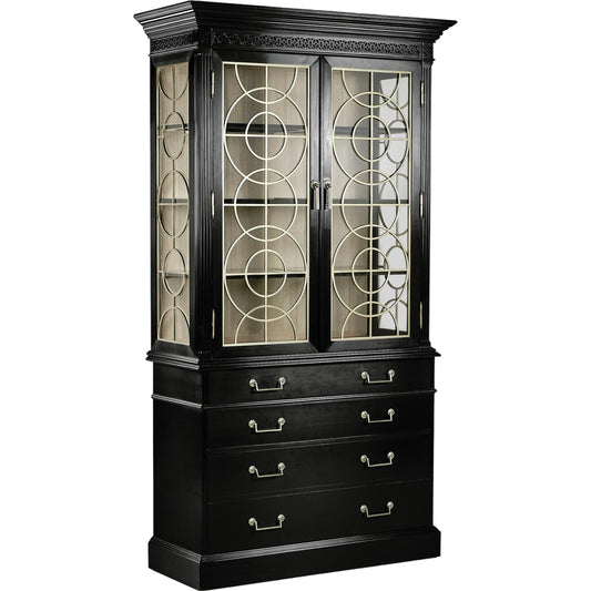 Reimagined Sprite Display Cabinet by Jonathan Charles in lacquered black. Made from acacia in a traditional style.