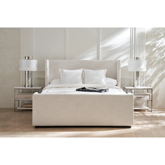 Shelter Me King Bed by Caracole in ivory and almost black. Made from poplar in a unique style.
