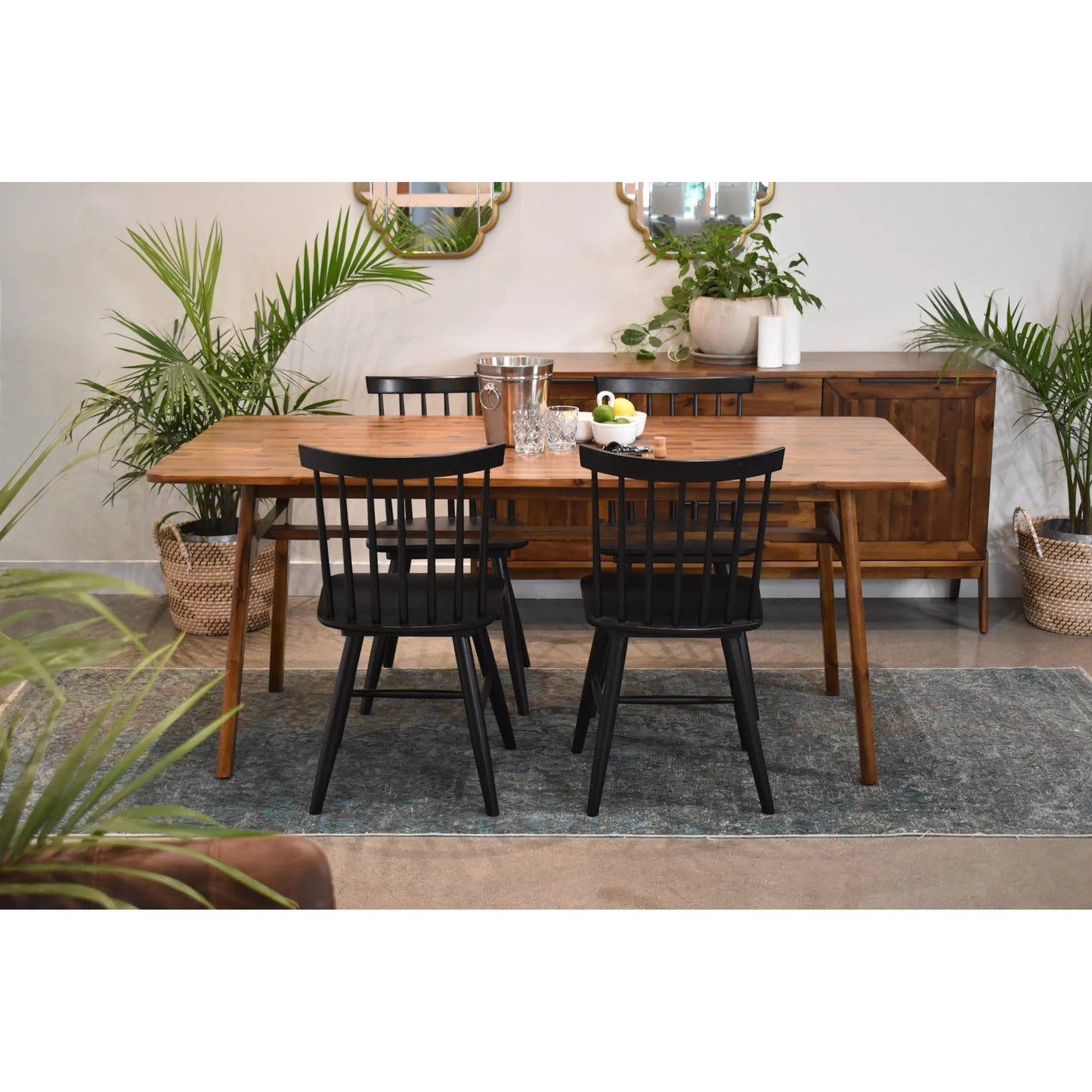 006 SR-379603 | Unknown | Remix Dining Table by LH Imports in brown. Made from solid acacia, veneer in a modern style.