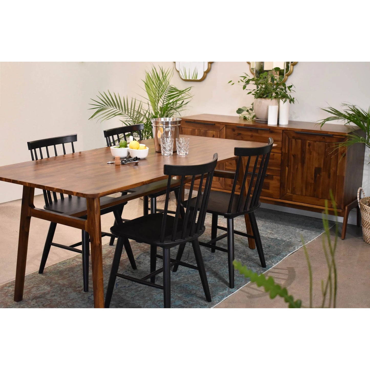 012 SR-379603 | Unknown | Remix Dining Table by LH Imports in brown. Made from solid acacia, veneer in a modern style.