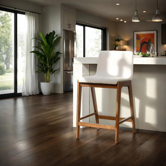 Remix Counter Stool by LH Imports in estelle brown. Made from 100% polyester, solid rubber wood, laminated veneer lumber in a modern style.