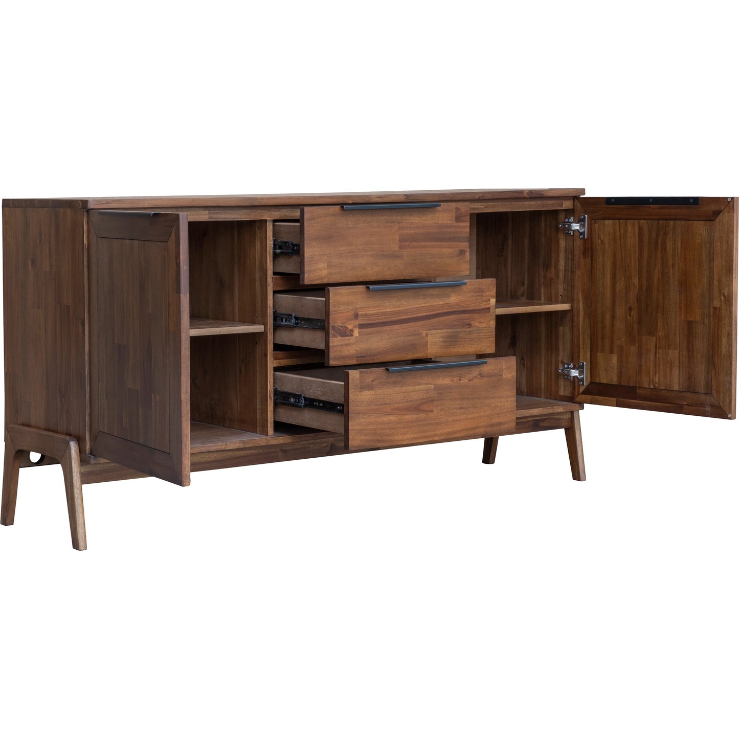 004 SI-2004401 | Additional Silo | Remix Sideboard by LH Imports in brown and brown, black. Made from metal handle, solid acacia, mdf acacia veneer in a modern style.