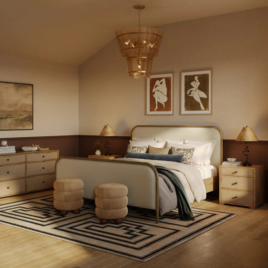Hatia Basketweave Panel Bed by TOV Furniture. Made from unique in a unique style.