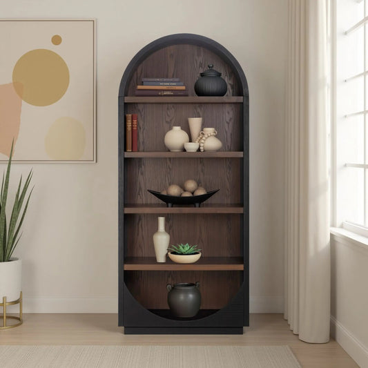 Marlow Wood Bookcase by TOV Furniture. Made from acacia, ash veneer, mdf, nickel in a unique style.