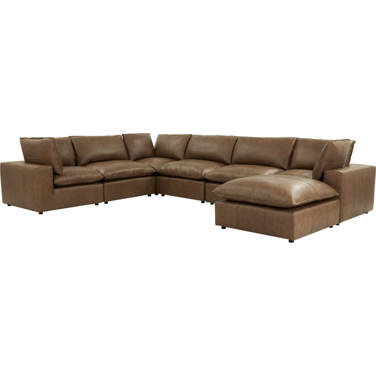000 SI-2544523 | Primary Silo | Cali 7-Piece Modular Chaise Sectional by TOV Furniture in brown. Made from leather, wood in a unique style.