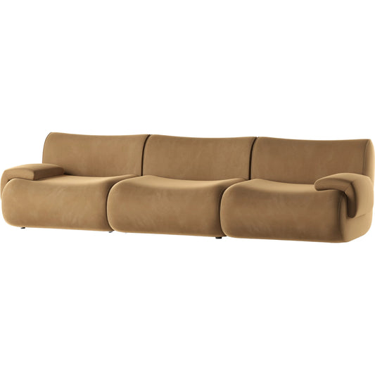 001 SI-2532725 | Primary Silo | Zenith Latte Performance Velvet Modular Sofa by TOV Furniture in brown. Made from fabric, plywood, rubberwood in a unique style.