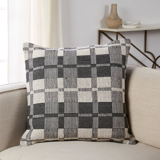 Renata REN01 Pillow by Jaipur Living in black, cream. Made from 100% polyester in a modern style.