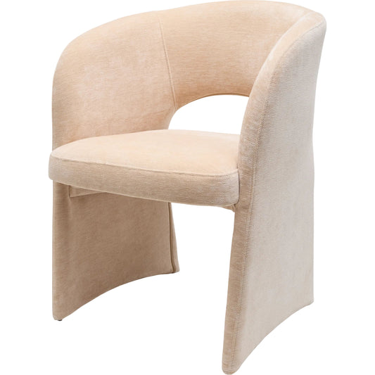 Rezza Dining Chair by Surya in is a soft, neutral beige.. Made from polyester, iron, polyurethane foam in a transitional style.