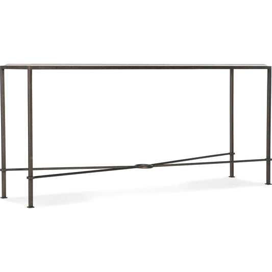 Console Table by Hooker Furniture in dark charcoal. Made from marble, metal in a modern style.