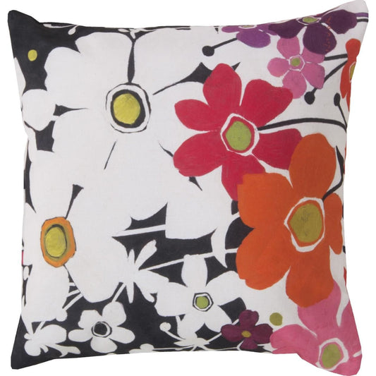 Rain Pillow - 19797 by Livabliss in burnt orange, ivory, black, gold, hot pink, eggplant. Made from front: 100% polyester, back: 100% polyester in a modern style.