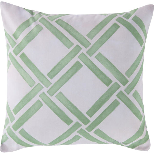 002 O-SURYA-RG027-1818 | Primary Silo | Rain Indoor/Outdoor Pillow by Livabliss in sea foam, beige. Made from front: 100% polyester, back: 100% polyester in a coastal style.