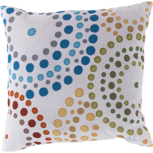 Rain Pillow - 6427 by Livabliss in aqua, lime, ivory, slate, forest, sunflower, gold, burgundy, burnt orange, taupe. Made from front: 100% polyester, back: 100% polyester in a modern style.