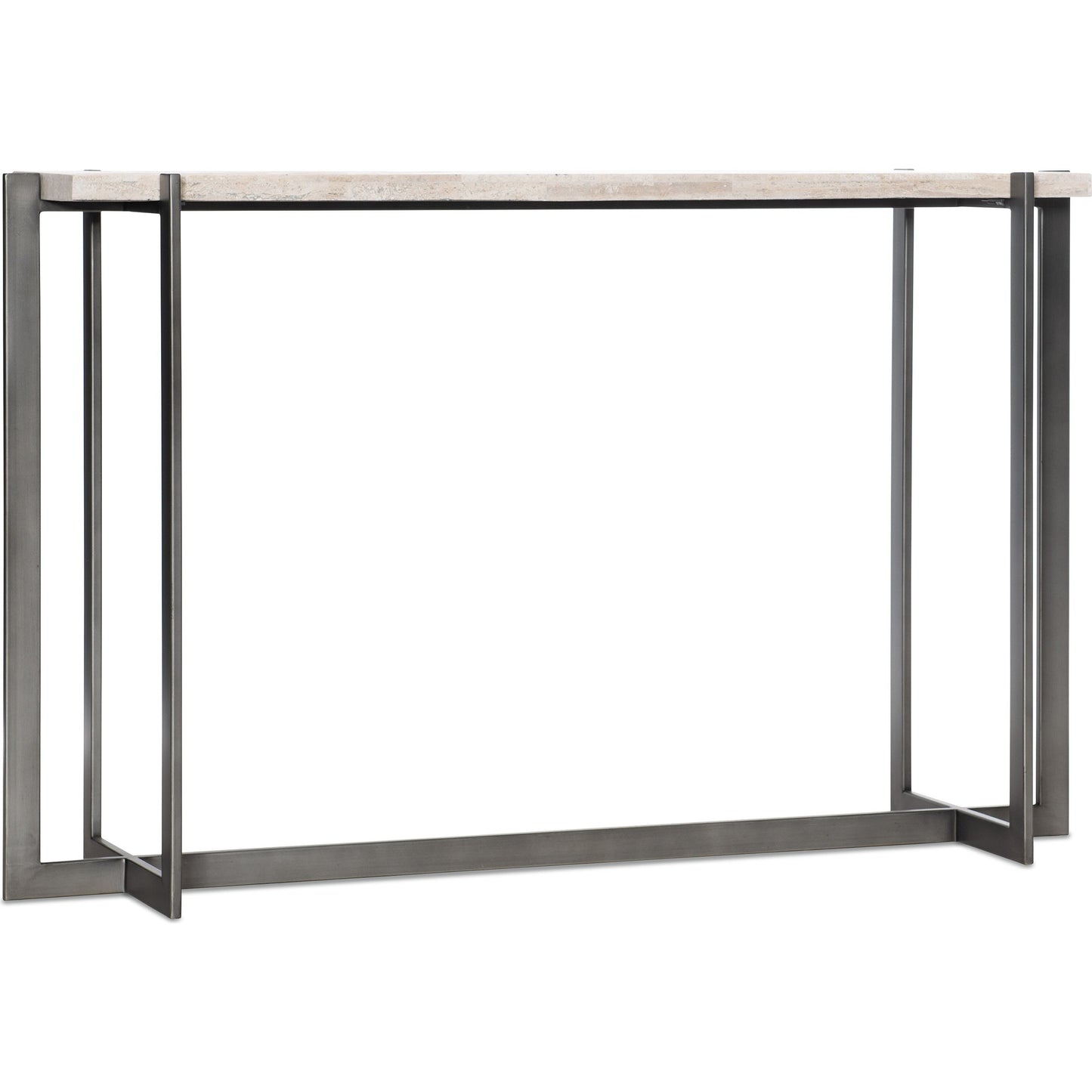 001 SI-1873082 | Additional Silo | Commerce & Market Console Table by Hooker Furniture in gray. Made from white travertine stone, carbon steel in a transitional style.