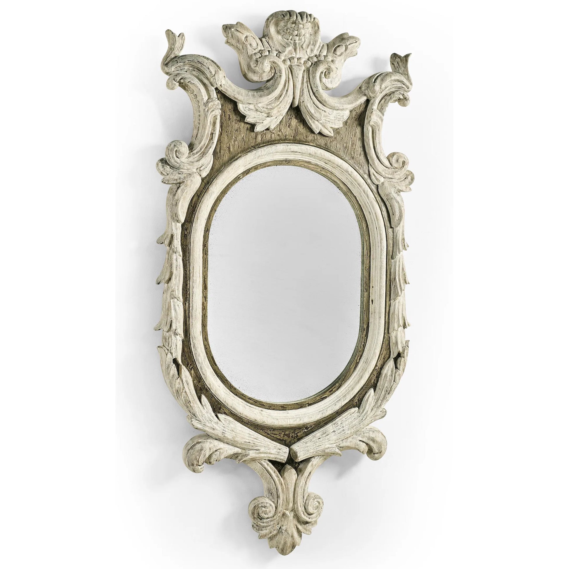 Leicester Mirror by Jonathan Charles in white and washed acacia. Made from acacia in a traditional style.