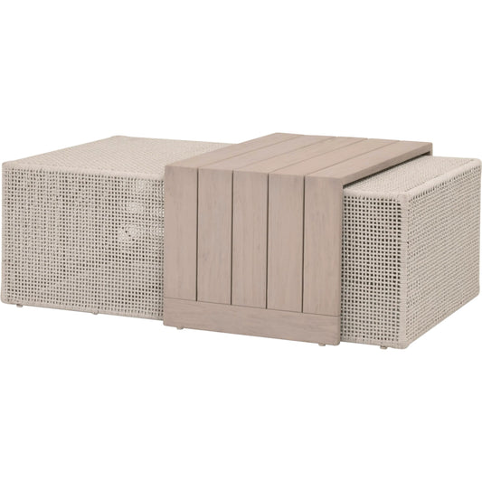 001 SI-2531742 | Primary Silo | Rhode Coffee Table by Essentials For Living in oat flat rope, washed ever teak. Made from solid teak wood, aluminum in a transitional style.