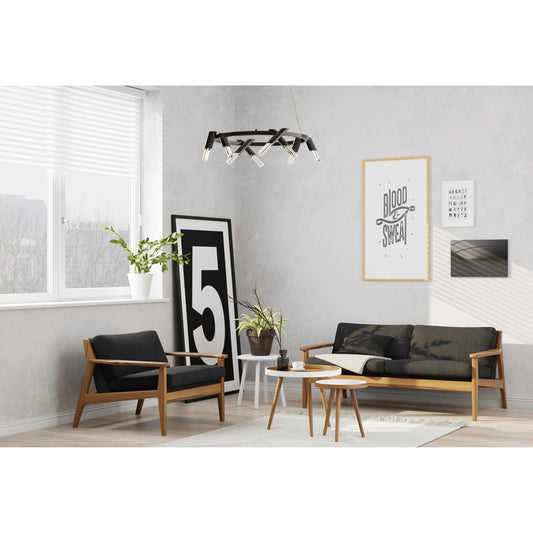 Pipeline 8-Light Chandelier by Lumanity in oil rubbed bronze. Made from iron in a modern style.