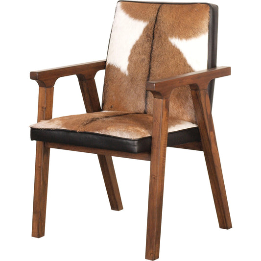 001 SI-2004407 | Primary Silo | Rio Cool Armchair by LH Imports in brown mindi oak, leather/goat hair and mindi oak. Made from mindi oak, leather, pu leather, goat hair in a cottage & farmhouse style.