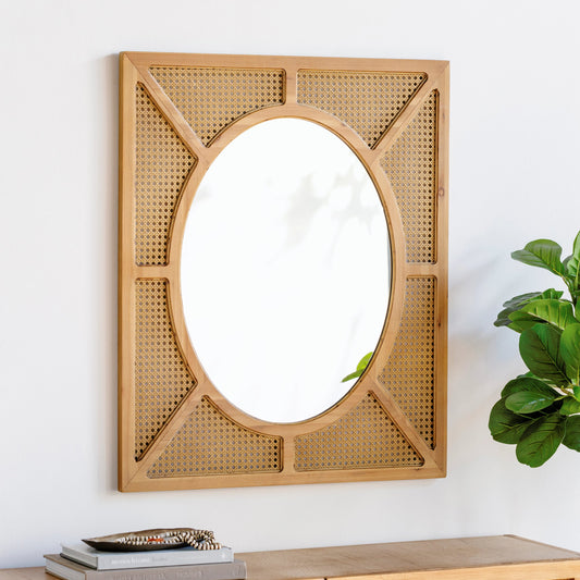 Kiara Mirror - 32909 by Surya in brown. Made from frame: rattan, substrate: manufactured wood in a cottage & farmhouse style.