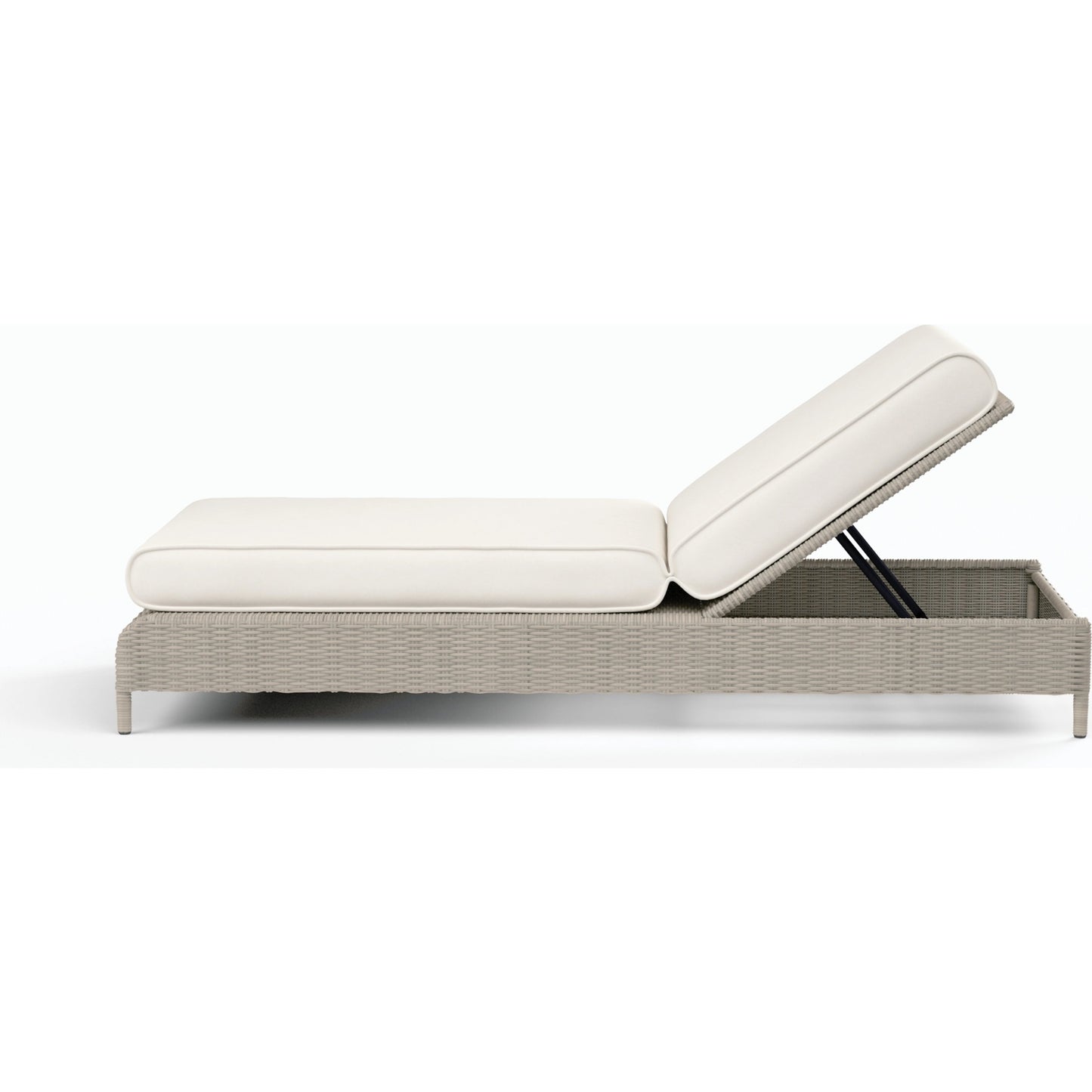 003 SI-2166941 | Additional Silo | Manhattan Outdoor Adjustable Chaise in Linen by Sunset West in gray. Made from resin wicker in a modern style.