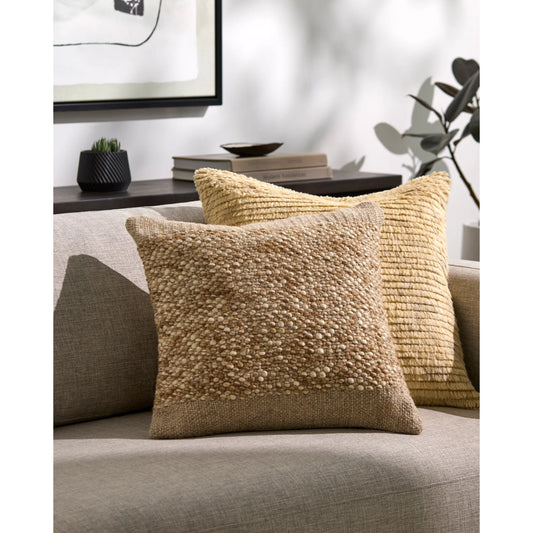 Rukmini Pillow - 523865 by Surya in ivory, brown. Made from wool, polyester, cotton in a modern style.