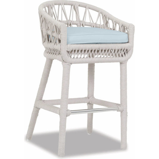 001 SI-2513986 | Primary Silo | Dana Outdoor Rope Bar Stool in Linen by Sunset West in whites/creams/beiges. Made from olefin rope in a coastal style.