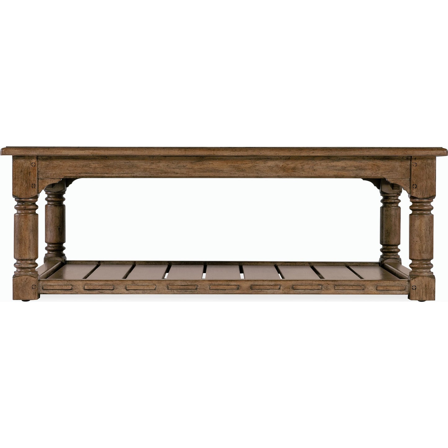 002 SI-2185773 | Additional Silo | Americana Cocktail Table by Hooker Furniture in brown and honey finish. Made from oak veneers with solid-wood edge top in a modern style.