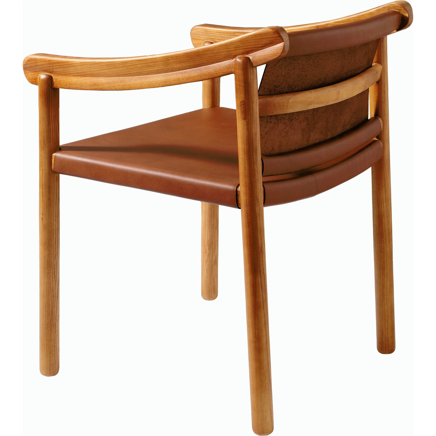 003 SI-2164090 | Closeup | Raymond Dining Chair - 526059 by Surya in top: tan, base: brown and tintedstained. Made from leather, ash wood in a modern style.