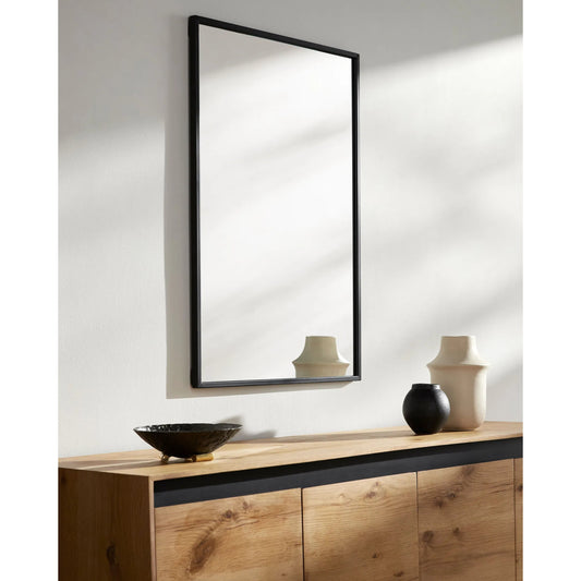 Carmen Accent Mirror by Surya in black and matte. Made from iron in a transitional style.