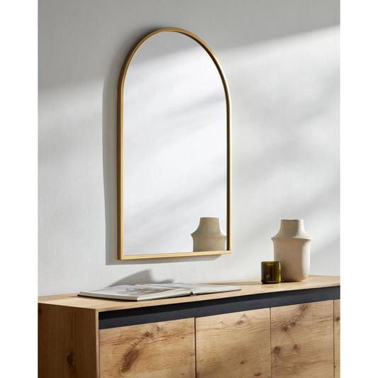 Carmen Arch Accent Mirror by Surya in gold and matte. Made from iron in a transitional style.